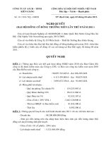 Nghị quyết Đại hội cổ đông thường niên năm 2011 - Công ty Cổ phần Sách - Thiết bị Trường học Kiên Giang