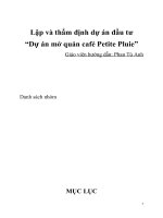 Lập và thẩm định dự án đầu tư dự án mở quán café petite pluie 