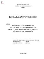 Luận văn hoàn thiện kế toán bán hàng và xác định kết quả bán hàng tại công ty TNHH thương mại và dịch vụ hạnh thủy 