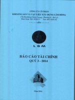 Báo cáo tài chính công ty mẹ quý 3 năm 2014 - Công ty Cổ phần Khoáng sản và Vật liệu xây dựng Lâm Đồng