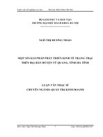 MỘT số GIẢI PHÁP PHÁT TRIỂN KINH tế TRANG TRẠI TRÊN địa bàn HUYỆN vũ QUANG, TỈNH hà TĨNH 