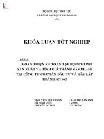Luận văn hoàn thiện kế toán tập hợp chi phí sản xuất và tính giá thành sản phẩm tại công ty cổ phần đầu tư và xây lắp thành anh 655 