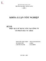 Luận văn hiệu quả sử dụng vốn tại công ty cổ phần đầu tư ABLE 