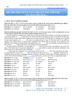 ĐỀ THI THỬ môn tiếng anh XUẤT sắc CHO kỳ THI THPTQG 2016 – cô MAI PHƯƠNG