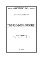 Áp dụng công nghệ sinh thái trong quản lý và sử dụng bền vững đất nông nghiệp ( nghiên cứu trường hợp sapa và hải dương) 