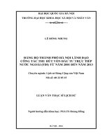 Đảng bộ thành phố hà nội lãnh đạo công tác thu hút vốn đầu tư trực tiếp nước ngoài ( FDI) từ năm 2001 đến năm 2013 