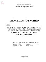 Luận văn phân tích hoạt động quản trị rủi ro lãi suất tại ngân hàng TMCP xây dựng việt nam chi nhánh hà nội 