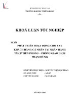 Luận văn phát triển hoạt động cho vay khách hàng cá nhân tại ngân hàng TMCP tiền phong phòng giao dịch phạm hùng 