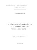 một số biện pháp hoàn thiện công tác quản lý đội ngũ giảng viên trường đại học hải phòng 