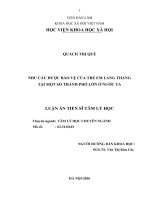 Nhu cầu được bảo vệ của trẻ em lang thang tại một số thành phố lớn ở nước ta