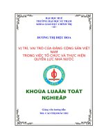 Vị trí, vai trò của đảng cộng sản việt nam trong việc tổ chức và thực hiện quyền lực nhà nước