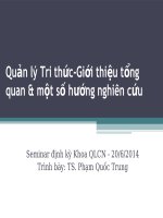Quản lý Tri thức-Giới thiệu tổng quan & một số hướng nghiên cứu