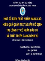 MỘT số BIỆN PHÁP NHẰM NÂNG CAO HIỆU QUẢ QUẢN TRỊ tài sản cố ĐỊNH tại CÔNG TY cổ PHẦN đầu tư và PHÁT TRIỂN CẢNG ĐÌNH vũ 