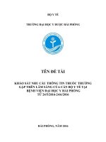 Khảo sát nhu cầu thông tin thuốc thường gặp trên lâm sàng của cán bộ y tế tại bệnh viện đại học y hải phòng 