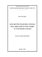 Đảng bộ tỉnh thanh hóa lãnh đạo phát triển kinh tế công nghiệp từ năm 1996 đến năm 2013 