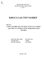 Luận văn nâng cao hiệu quả sử dụng tài sản lưu động tại công ty cổ phần công nghệ phần mềm hài hòa 