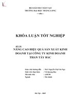 Luận văn nâng cao hiệu quả sản xuất kinh doanh tại công ty kinh doanh than tây bắc 
