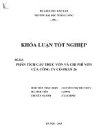 Luận văn Phân tích cấu trúc vốn và chi phí vốn của công ty cổ phần 26