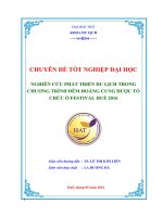 NGHIÊN cứu PHÁT TRIỂN DU LỊCH TRONG CHƯƠNG TRÌNH đêm HOÀNG CUNG được tổ CHỨC ở FESTIVAL HUẾ 2016