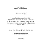 Nghiên cứu nguyên nhân, đặc điểm lâm sàng và cận lâm sàng ở bệnh nhân suy tim mạn tính điều trị tại khoa nội tim mạch bệnh viện trung ương huế
