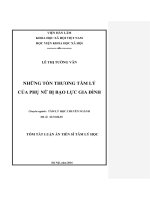 Những tổn thương tâm lý của phụ nữ bị bạo lực gia đình (TT)