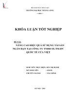 Luận văn nâng cao hiệu quả sử dụng tài sản ngắn hạn tại công ty TNHH sản xuất thương mại dịch vụ quốc tế cửa việt 