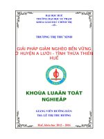 GIẢI PHÁP GIẢM NGHÈO bền VỮNG ở HUYỆN a lưới   TỈNH THỪA THIÊN HUẾ