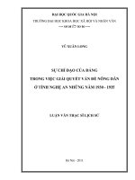 Sự chỉ đạo của đảng trong việc giải quyết vấn đề nông dân ở tỉnh nghệ an những năm 1930 1935 