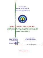 NGHIÊN cứu các NHÂN tố ẢNH HƯỞNG đến QUYẾT ĐỊNH lựa CHỌN sản PHẨM DU LỊCH CITY TOUR của DU KHÁCH KHI đến HUẾ