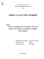 Nâng cao hiệu quả sử dụng vốn lưu động tại công ty cổ phần cơ điện bách khoa 