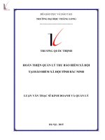 Luận văn hoàn thiện quản lý thu bảo hiểm xã hội tại bảo hiểm xã hội tỉnh bắc ninh 