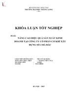 Luận văn nâng cao hiệu quả sản xuất kinh doanh tại công ty cổ phần cơ khí xây dựng số 2 hà bắc 