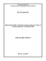 Đảng bộ tỉnh nghệ an lãnh đạo công tác chăm sóc và bảo vệ sức khỏe nhân dân từ năm 1996 đến 2005 