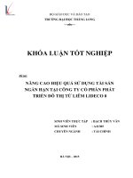 Luận văn nâng cao hiệu quả sử dụng tài sản tại công ty cổ phần phát triển đô thị từ liêm LIDECO 8 