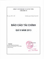 Báo cáo tài chính quý 2 năm 2013 - Công ty cổ phần Đầu tư và Phát triển Cảng Đình Vũ