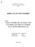 Luận văn nâng cao hiệu quả sử dụng vốn lưu động tại công ty cổ phần xây lắp dầu khí toàn cầu 