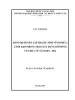 Đảng bộ huyện lập thạch ( tỉnh vĩnh phúc) lãnh đạo phong trào xây dựng đời sống van hóa từ năm 2001   2012 