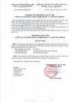 Nghị quyết Hội đồng Quản trị - Công ty Cổ phần Công nghệ Mạng và Truyền thông