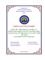 Công tác thẩm định dự án đầu tư trong hoạt động cho vay tại ngân hàng thương mại cổ phần đầu tư và phát triển việt nam   chi nhánh thừa thiên huế