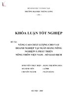 Luận văn nâng cao chất lượng cho vay doanh nghiệp tại ngân hàng nông nghiệp và phát triển nông thôn việt nam sở giao dịch 