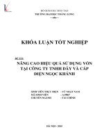 Luận văn nâng cao hiệu quả sử dụng vốn tại công ty TNHH dây và cáp điện ngọc khánh 