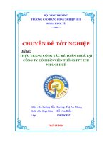 THỰC TRẠNG CÔNG tác kế TOÁN THUẾ tại CÔNG TY cổ PHẦN VIỄN THÔNG FPT CHI NHÁNH HUẾ