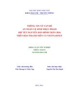 Thông tin về vấn đề an toàn vệ sinh thực phẩm dịp tết nguyên đán bính thân 2016 trên báo thanh niên và vietnamnet