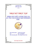 ĐÁNH GIÁ CHẤT LƯỢNG DỊCH vụ lưu TRÚ của KHÁCH sạn ROMANCE HUẾ