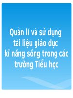 Quản lí và sử dụng tài liệu giáo dục kĩ năng sống trong các trường Tiểu học