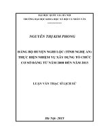 Đảng bộ huyện nghi lộc ( tỉnh nghệ an) thực hiện nhiệm vụ xây dựng tổ chức cơ sở đảng từ năm 2000 đến năm 2013 