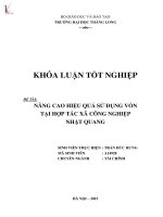 Luận văn nâng cao hiệu quả sử dụng vốn tại hợp tác xã công nghiệp nhật quang 