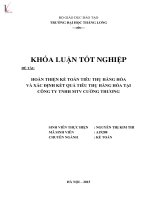 Luận văn hoàn thiện kế toán tiêu thụ hàng hóa và xác định kết quả tiêu thụ hàng hóa tại công ty TNHH MTV cường thương 