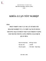 Luận văn phát triển cho vay mua ô tô đối với doanh nghiệp vừa và nhỏ tại ngân hàng thương mại cổ phần việt nam thịnh vượng chi nhánh thăng long phòng giao dịch quan hoa 