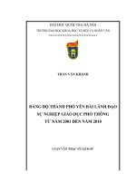 Đảng bộ thành phố yên bái lãnh đạo sự nghiệp giáo dục phổ thông tử năm 2001 đến năm 2010 